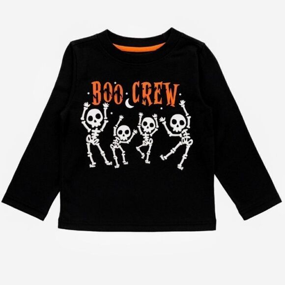 Nwt HALLOWEEN BOO CREW SKELETON LONG SLEEVE T-SHIRT - Picture 1 of 4